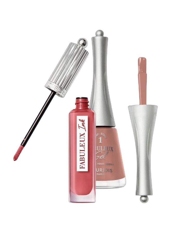 BOURJOIS PARIS Fabuleux Ink Lacquer - 02 - Cream'Ing Of You 3.5Ml & Fabuleux Gel Nail Polish - 130 - Mauve Your Body 9Ml Bundle - Image 1